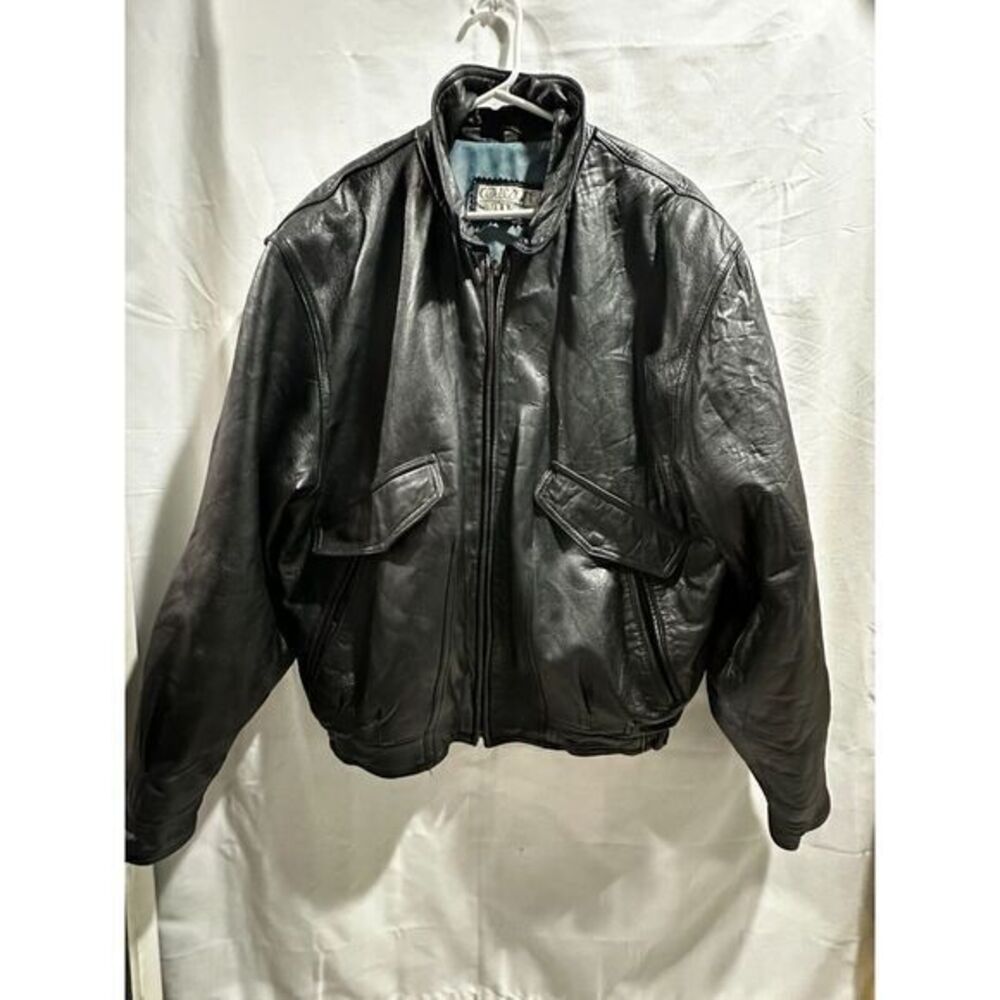 Collective Concepts Dark Leather Bomber Jacket